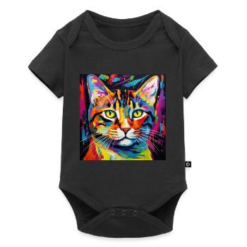 Cat, cat motif, pop art, gift, gift idea - Baby Premium short-sleeve bodysuit - black - Front