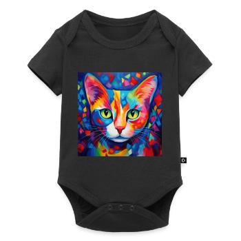 cat, cat motif, colorful, gift, gift ideas - Baby Premium short-sleeve bodysuit - black - Front