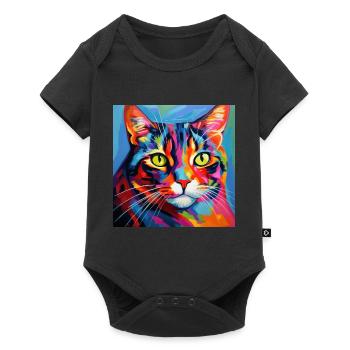 Cat, cat motif, pop art, gift, gift idea - Baby Premium short-sleeve bodysuit - black - Front
