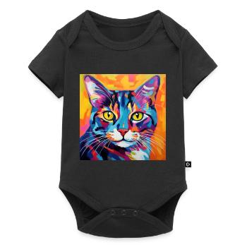 Katze, katzenmotiv, popart, geschenk, geschenkidee - Baby Premium Kurzarmbody - Schwarz - Vorne
