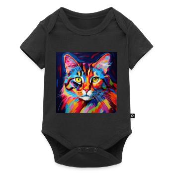 cat, cat motif, colorful, gift, gift ideas - Baby Premium short-sleeve bodysuit - black - Front