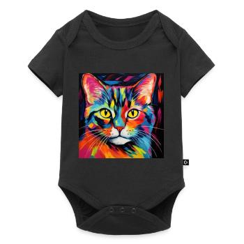 Cat, cat motif, pop art, gift, gift idea - Baby Premium short-sleeve bodysuit - black - Front