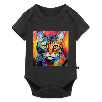 Cat, cat motif, pop art, gift, gift idea - Baby Premium short-sleeve bodysuit - black - Front