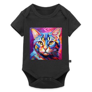 Katze, katzenmotiv, popart, geschenk, geschenkidee - Baby Premium Kurzarmbody - Schwarz - Vorne