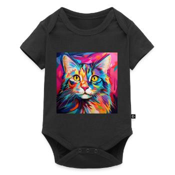 Cat, cat motif, pop art, gift, gift idea - Baby Premium short-sleeve bodysuit - black - Front