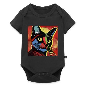 Chat, motif de chat, bande dessinée - Body à manches courtes Premium Bébé - noir - Devant
