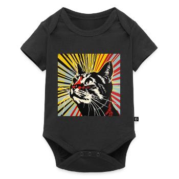 Chat, motif de chat, bande dessinée - Body à manches courtes Premium Bébé - noir - Devant