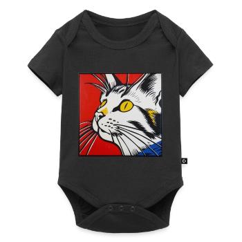 Chat, motif de chat, bande dessinée - Body à manches courtes Premium Bébé - noir - Devant