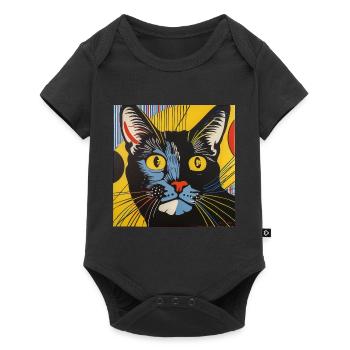 Chat, motif de chat, bande dessinée - Body à manches courtes Premium Bébé - noir - Devant