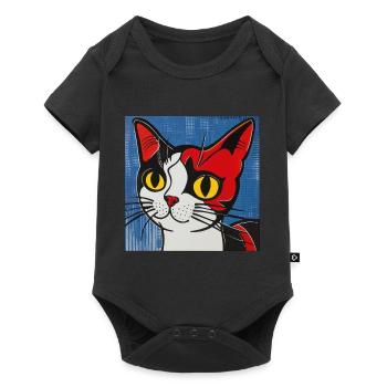 Chat, motif de chat, bande dessinée - Body à manches courtes Premium Bébé - noir - Devant