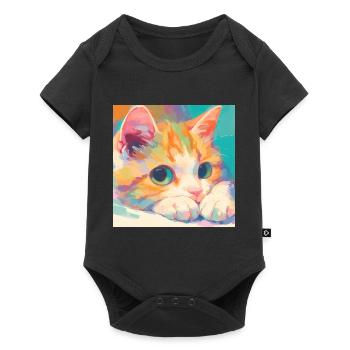 Cat, Cat Motif - Baby Premium short-sleeve bodysuit - black - Front