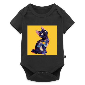 Cat, Cat Motif - Baby Premium short-sleeve bodysuit - black - Front
