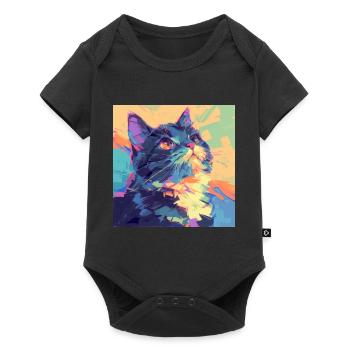 Cat, Cat Motif - Baby Premium short-sleeve bodysuit - black - Front