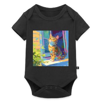Chat, Motif De Chat - Body à manches courtes Premium Bébé - noir - Devant