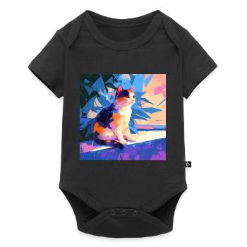 Cat, Cat Motif - Baby Premium short-sleeve bodysuit - black - Front