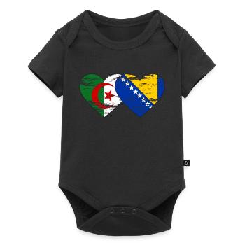 Algérie Bosnie drapeau coeur utilisé - Body à manches courtes Premium Bébé - noir - Devant