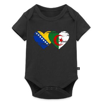 Bosnie Algérie drapeau coeur utilisé - Body à manches courtes Premium Bébé - noir - Devant