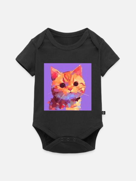 Chat, Motif De Chat - Body à manches courtes Premium Bébé - noir