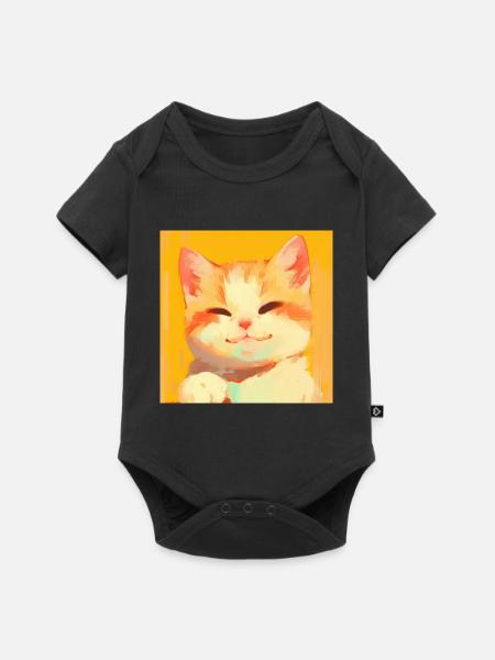 Katze, katzenmotiv - Baby Premium Kurzarmbody - Schwarz