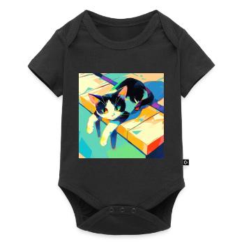 Cat, Cat Motif - Baby Premium short-sleeve bodysuit - black - Front