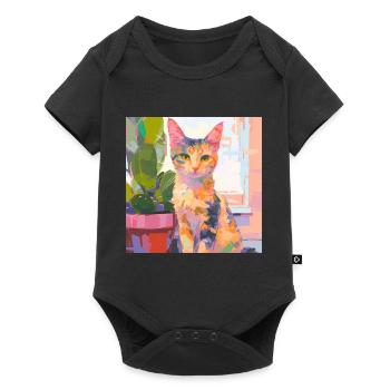 Cat, Cat Motif - Baby Premium short-sleeve bodysuit - black - Front