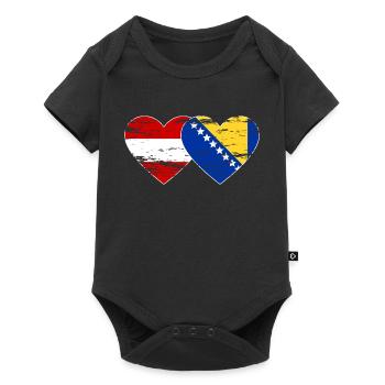 Bosnia Austria flag heart used - Baby Premium short-sleeve bodysuit - black - Front
