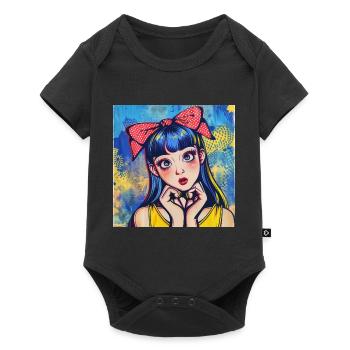 anime, mädchen, retro, waifu, japan, 60s - Baby Premium Kurzarmbody - Schwarz - Vorne