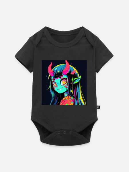 anime demon, waifu, japan - Baby Premium Kurzarmbody - Schwarz