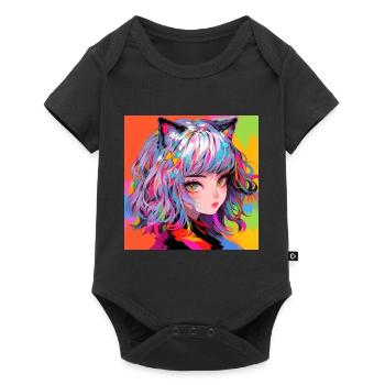 anime, neko girl, waifu, japan - Baby Premium Kurzarmbody - Schwarz - Vorne