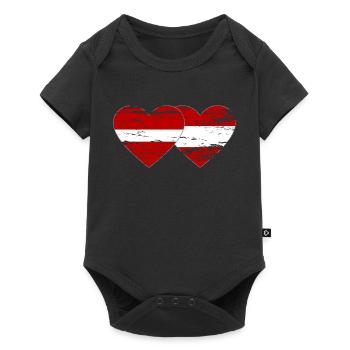 Latvia Austria Flag Heart Used - Baby Premium short-sleeve bodysuit - black - Front
