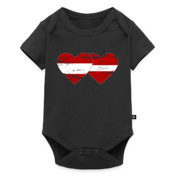 Autriche Lettonie drapeau coeur utilisé - Body à manches courtes Premium Bébé - noir - Devant