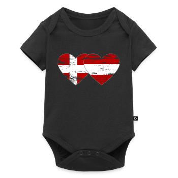 Denmark Austria Flag Heart Used - Baby Premium short-sleeve bodysuit - black - Front
