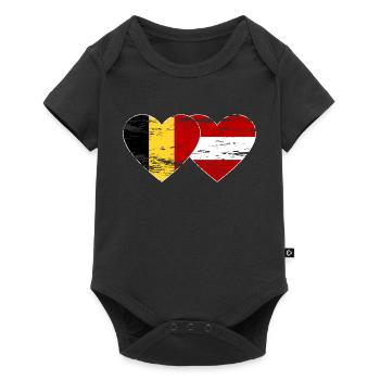 Belgium Austria Flag Heart Used - Baby Premium short-sleeve bodysuit - black - Front