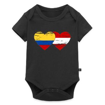 Colombia Austria Flag Heart Used - Baby Premium short-sleeve bodysuit - black - Front