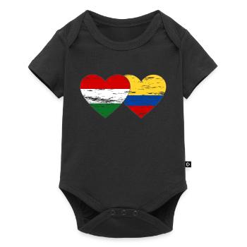 Hongrie Colombie drapeau coeur utilisé - Body à manches courtes Premium Bébé - noir - Devant