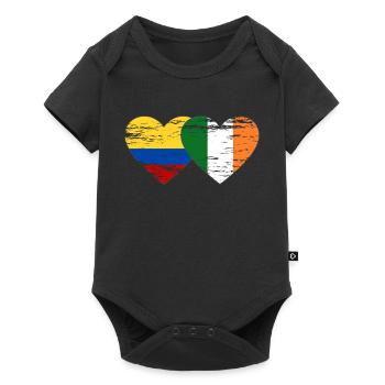 Colombie Irlande drapeau coeur utilisé - Body à manches courtes Premium Bébé - noir - Devant
