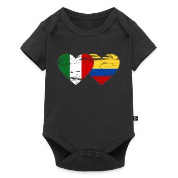 Italy Colombia Flag Heart Used - Baby Premium short-sleeve bodysuit - black - Front