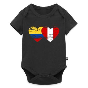 Colombia Peru Flag Heart Used - Baby Premium short-sleeve bodysuit - black - Front