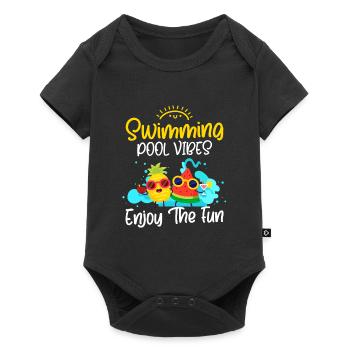 Vacances à la piscine Baignade - Body à manches courtes Premium Bébé - noir - Devant