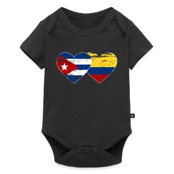 Cuba Colombie Drapeau Coeur Utilisé - Body à manches courtes Premium Bébé - noir - Devant