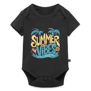 Summer Vibes Soleil Vacances Palmiers - Body à manches courtes Premium Bébé - noir - Devant