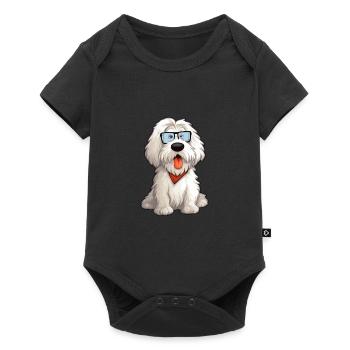 Vieux chien de berger anglais race de chien dessin animé à l’aquarelle - Body à manches courtes Premium Bébé - noir - Devant