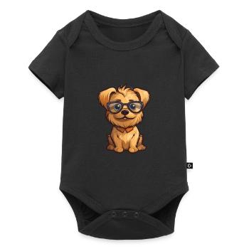 Norfolk Terrier Dog Breed Watercolor Cartoon Kawai - Baby Premium short-sleeve bodysuit - black - Front