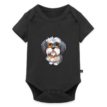 Havanese Dog Breed Watercolor Cartoon Kawaii Glass - Baby Premium short-sleeve bodysuit - black - Front