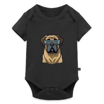 Englische Dogge Hunderasse Aquarell Cartoon Kawai - Baby Premium Kurzarmbody - Schwarz - Vorne