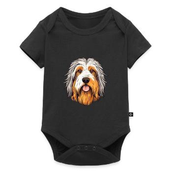 Bearded Collie Dog Breed Watercolor Cartoon Kawaii - Baby Premium short-sleeve bodysuit - black - Front