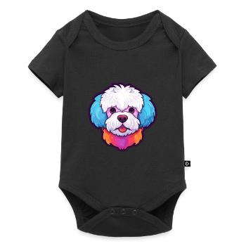 Bichon Frise chien race aquarelle dessin animé Kawaii C - Body à manches courtes Premium Bébé - noir - Devant