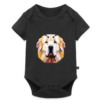 Grande race de chien des Pyrénées aquarelle dessin animé Kawaii - Body à manches courtes Premium Bébé - noir - Devant
