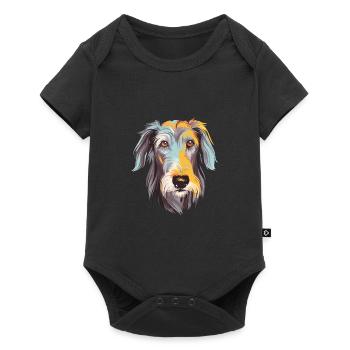 Scottish Deerhound Dog Breed Watercolor Cartoon Ka - Baby Premium short-sleeve bodysuit - black - Front