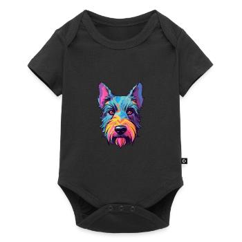 Scottish Terrier chien race aquarelle dessin animé Kawa - Body à manches courtes Premium Bébé - noir - Devant